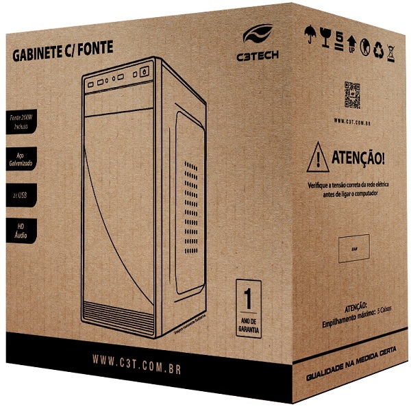 Gabinete Micro Atx Mt-27bk Com Fonte 200w C3 Tech