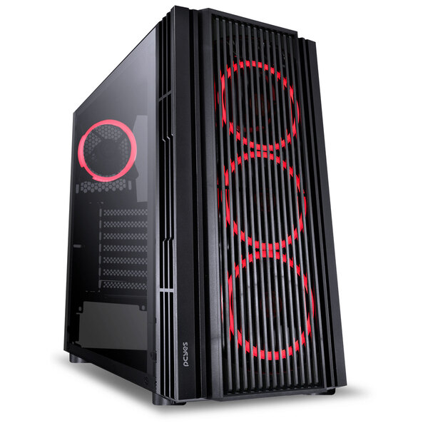 Gabinete Mid-tower Atmos Preto Com 4 Fans 120mm Led Vermelho