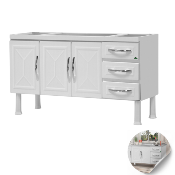 Gabinete Moderno Aço Cozinha Pia Gavetas Resistente Gaveta Br