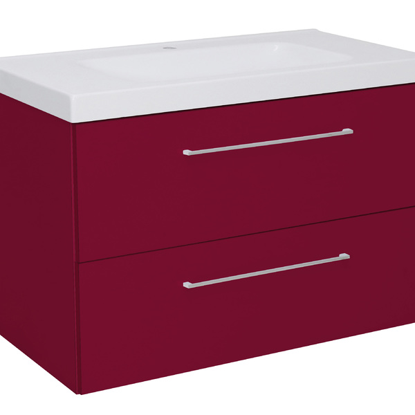 Gabinete Modulado para Banheiro com 2 Gavetas 90x46cm Bordô Remix