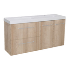 Gabinete Modulado para Banheiro com 2 Portas 2 Gavetas 120x32cm Amadeirado Claro Remix