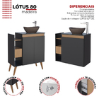 Gabinete P/ Banheiro Em Madeira Lótus 80 C/ Pés Jequitibá C/