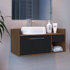 Gabinete Para Banheiro 01 Gaveta E Porta Basculante  Preto/am