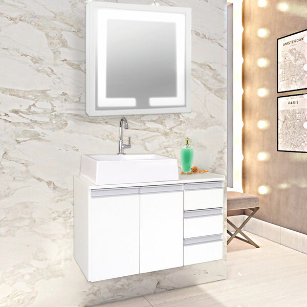 Gabinete Para Banheiro 100% Mdf Com Cuba De Apoio Linha Premi