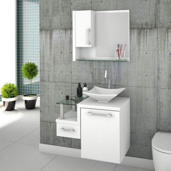 Gabinete Para Banheiro 1 Porta 1 Gaveta 1 Cuba Folha Lux E Es