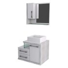 Gabinete Para Banheiro 1 Porta 2 Gavetas Com Cuba Q35 E Espel