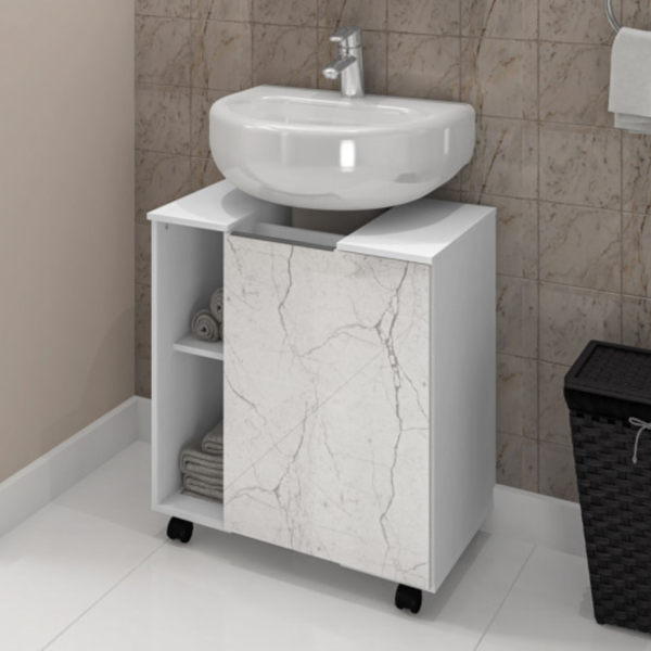 Gabinete Para Banheiro 1 Porta Grecia Branco Carrara