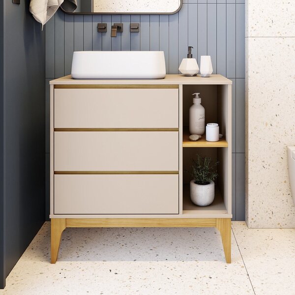 Gabinete Para Banheiro 2 Gavetas 2 Nichos Sem Cuba Bento Yesc