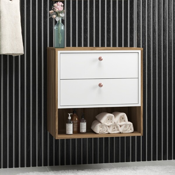 Gabinete Para Banheiro 2 Gavetas Sem Cuba Gael Bosi - Nogal E