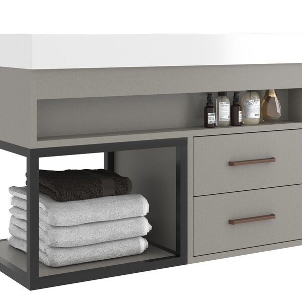 Gabinete Para Banheiro 2 Gavetas Suspenso New 80 Cimento