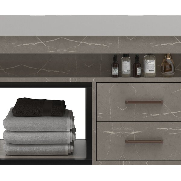 Gabinete Para Banheiro 2 Gavetas Suspenso New 80 Marmo Crema