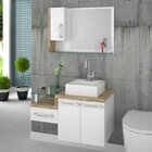 Gabinete Para Banheiro 2 Portas 1 Gaveta Com Cuba E Espelheir