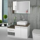 Gabinete Para Banheiro 2 Portas 1 Gaveta Com Cuba E Espelheir