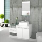 Gabinete Para Banheiro 2 Portas 1 Gaveta Com Cuba Q35 E Espel