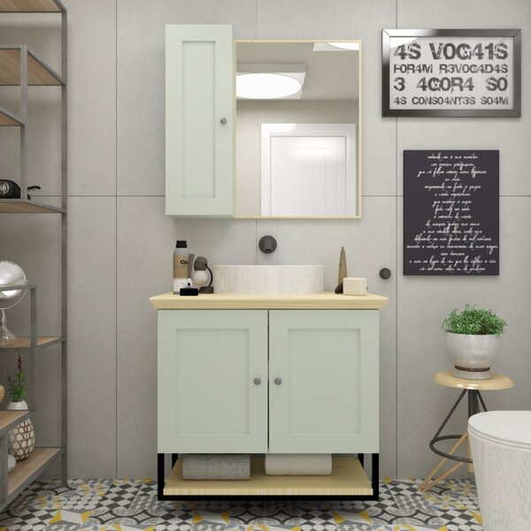 Gabinete Para Banheiro 2 Portas 1 Prateleira 80cm Nordic  Ácq