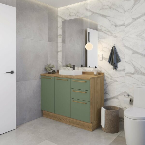 Gabinete Para Banheiro 2 Portas 3 Gavetas Com Tampo Botanic N