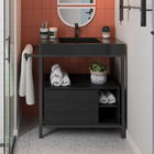 Gabinete para Banheiro com Cuba 87,5x80x45cm Preto Steel Wood Venturi