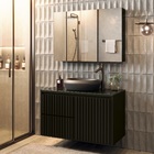 Gabinete para Banheiro 45x80x40cm Preto Ripado Astral Design