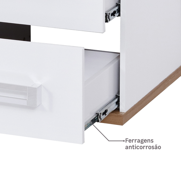 As ferragens possuem material resistente, que não enferrujam mesmo em contato com água. Ótima durabilidade, tendo eficiência ao abrir e fechar por um longo tempo.