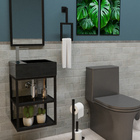 Gabinete para Banheiro com Cuba 50x40x30cm Preto Steel Venturi