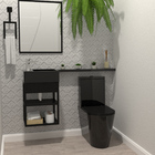 Gabinete para Banheiro com Cuba 50x40x30cm Preto Steel Venturi