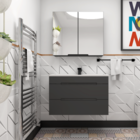 Gabinete para Banheiro com Cuba 52,5x79,5x43cm Grafite Jazz Mazzu