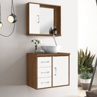 Gabinete para Banheiro com Espelho 52x60x40cm Freijo e Branco Sevilha Astral Design