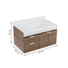 Gabinete para Banheiro com Cuba 53x80x46cm Marrom e Branco Mireille Bergan