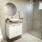 Gabinete para Banheiro Simples MDF 55x60x45cm Cannes Branco Fosco Darabas Agardi