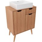 Gabinete Para Banheiro 60 Cm 2 Portas Com Cuba Meire Amêndoa