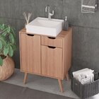 Gabinete Para Banheiro 60 Cm 2 Portas Com Cuba Meire Amêndoa