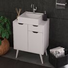 Gabinete Para Banheiro 60 Cm 2 Portas Com Cuba Meire Branco