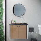 Gabinete Para Banheiro 60 Cm Fenix Nero Branco Marrom/preto