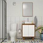 Gabinete Para Banheiro 60cm 2 Portas Anny Mazzu Ipê/branco