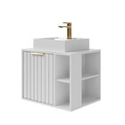 Gabinete Para Banheiro 60cm Com 1 Porta 2 Nichos E Cuba De So