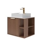 Gabinete Para Banheiro 60cm Com 1 Porta 2 Nichos E Cuba De So