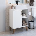 Gabinete Para Banheiro 60cm Com 1 Porta E 2 Prateleiras Ba305