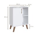 Gabinete Para Banheiro 60cm Com 1 Porta E 2 Prateleiras Ba305
