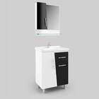 Gabinete Para Banheiro 60cm Com Cesto De Roupas Branco E Pret