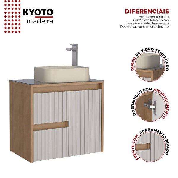 Gabinete Para Banheiro 61cm Kyoto Jequitibá/nude | Leroy Merlin