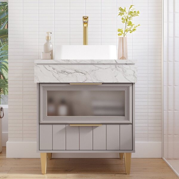 Gabinete Para Banheiro 70cm Com 1 Porta 1 Gaveta E Cuba De So