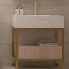 Gabinete para Banheiro 70x45x80cm Marmorizado Gold Madeirado Premium Bongut