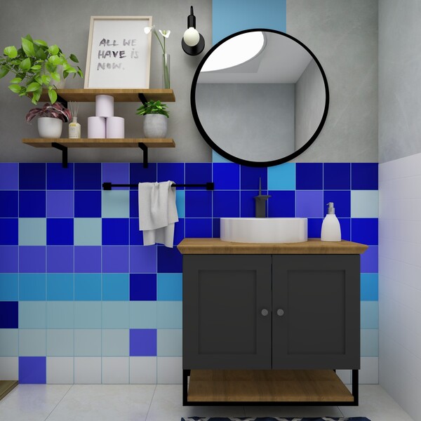 Gabinete para Banheiro 71,5x80x44,5cm Preto Nórdic Mazzu