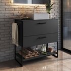 Gabinete Para Banheiro 80cm 1 Porta E 1 Gaveta Paricel Preto/
