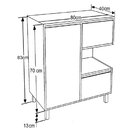 Gabinete Para Banheiro 80cm 2 Gavetas 1 Porta 1 Nicho Paula G