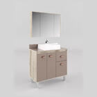 Gabinete Para Banheiro 80cm Cesto Roupa Barrique Taupe Lilies