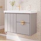 Gabinete Para Banheiro 80cm Com 1 Porta 2 Gavetas E Cuba De E