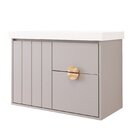 Gabinete Para Banheiro 80cm Com 1 Porta 2 Gavetas E Cuba De E