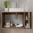 Gabinete Para Banheiro 80cm Com 2 Portas 2 Nichos E Cuba De S