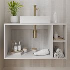 Gabinete Para Banheiro 80cm Com 2 Portas 2 Nichos E Cuba De S